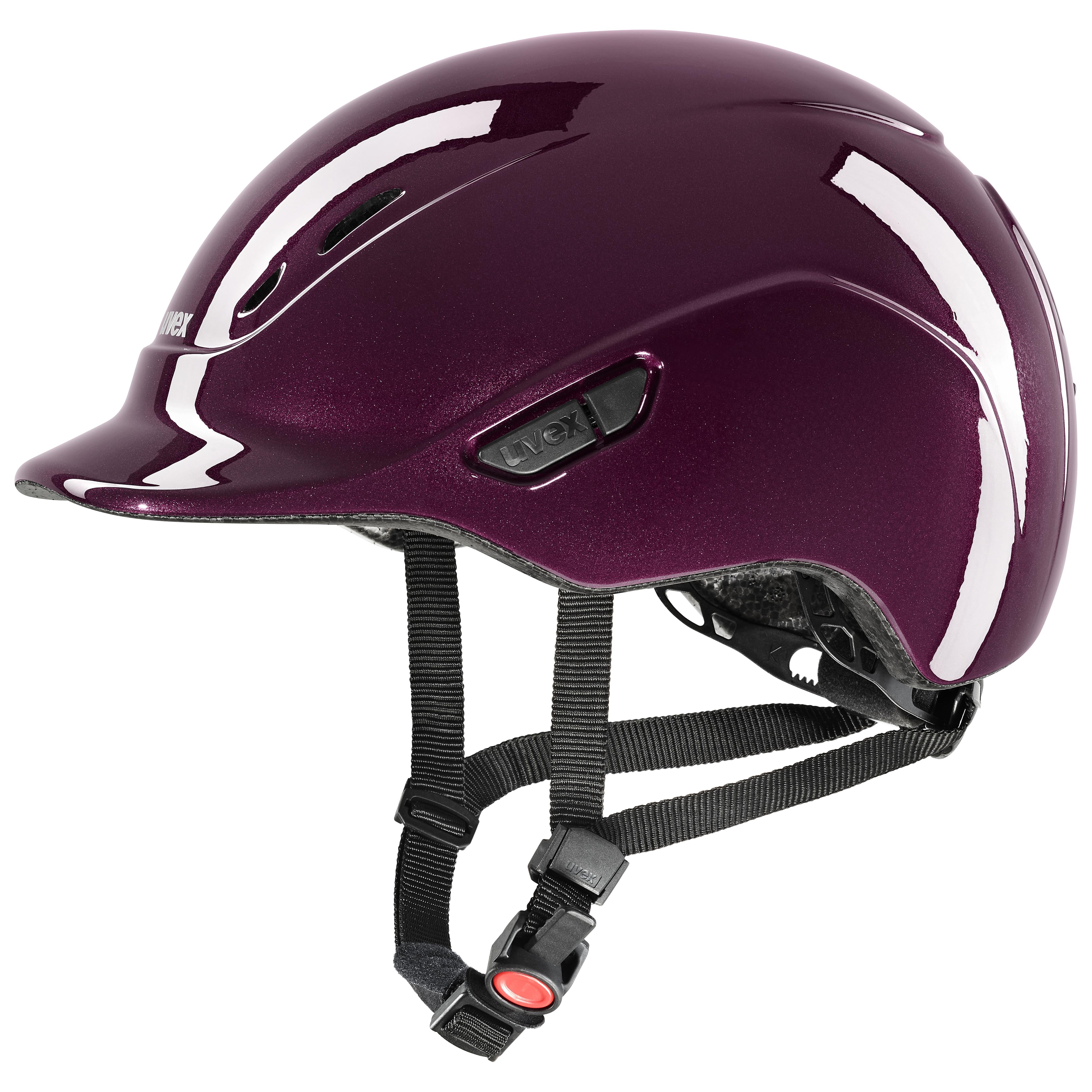 uvex childrens horse riding hat in shiny burgundy