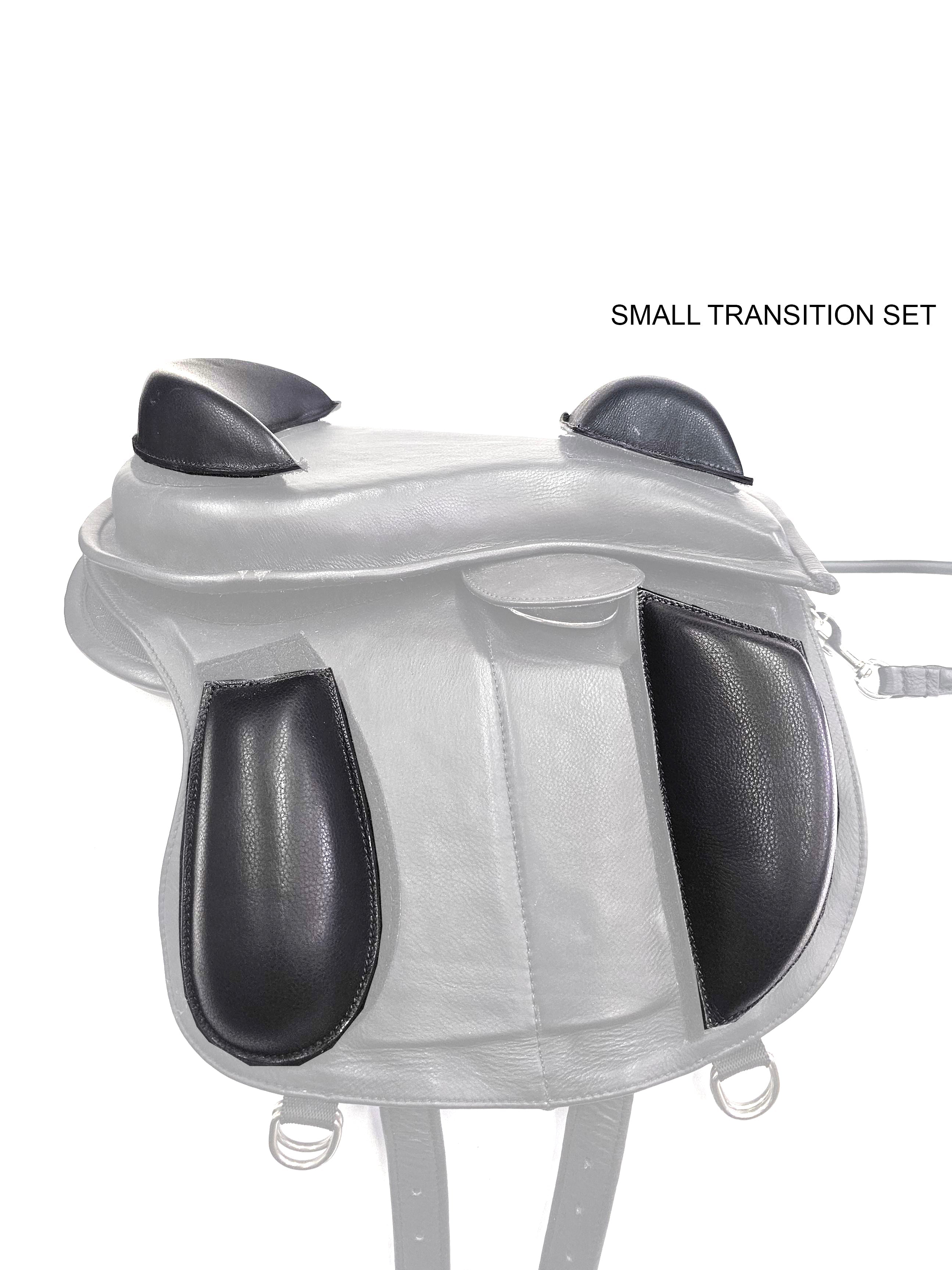 Inky Dinky Saddle with Small Transition Set - black leather pommel and cantle for adjustable child saddle