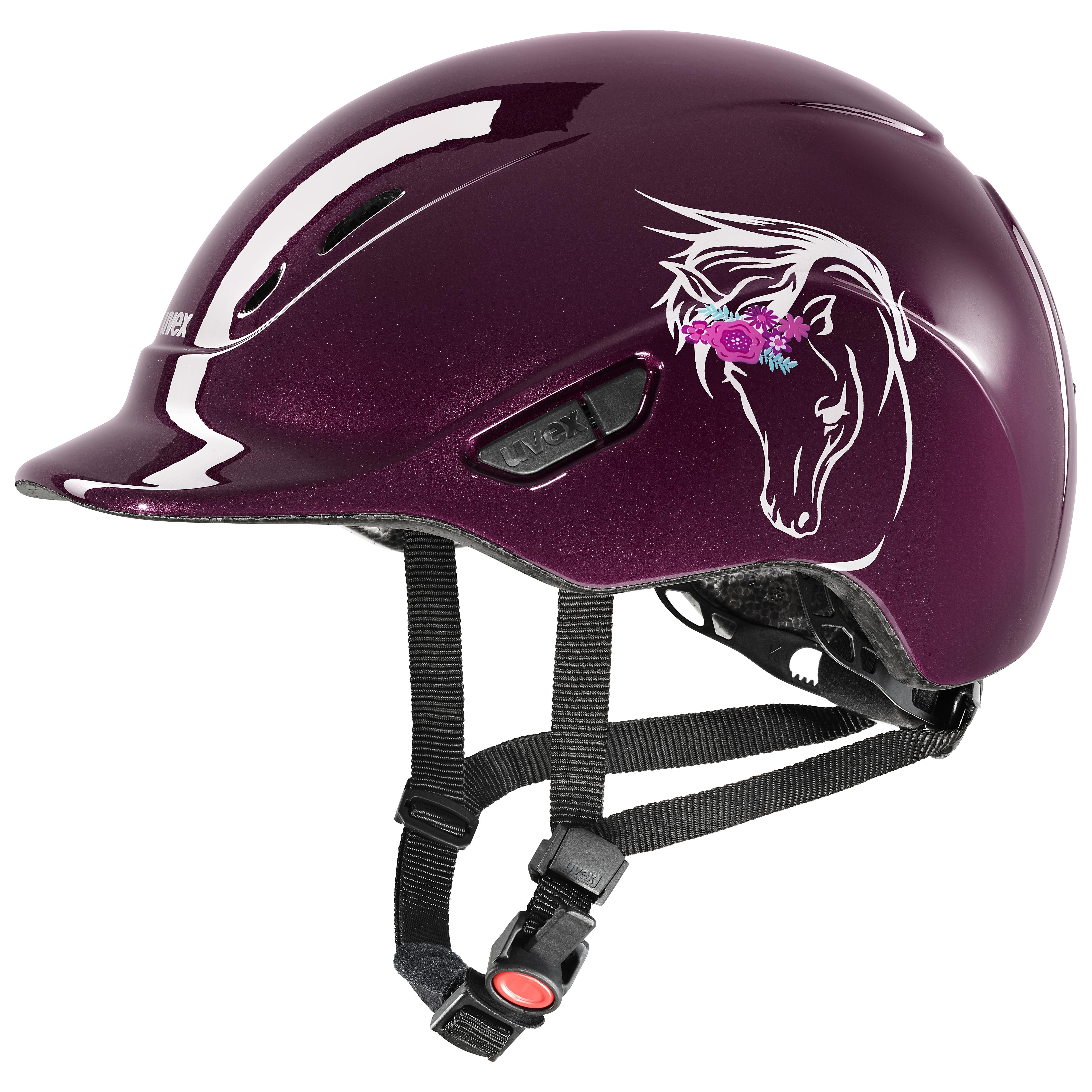 Child's Riding Hat Uvex - Shiny Flower Burgundy - Adjustable Children's Riding Hat size 4